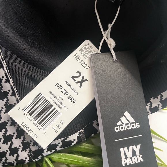 💜 Ivy Park x Adidas BRA ONLY black white houndstooth bra 2x - Picture 9 of 9